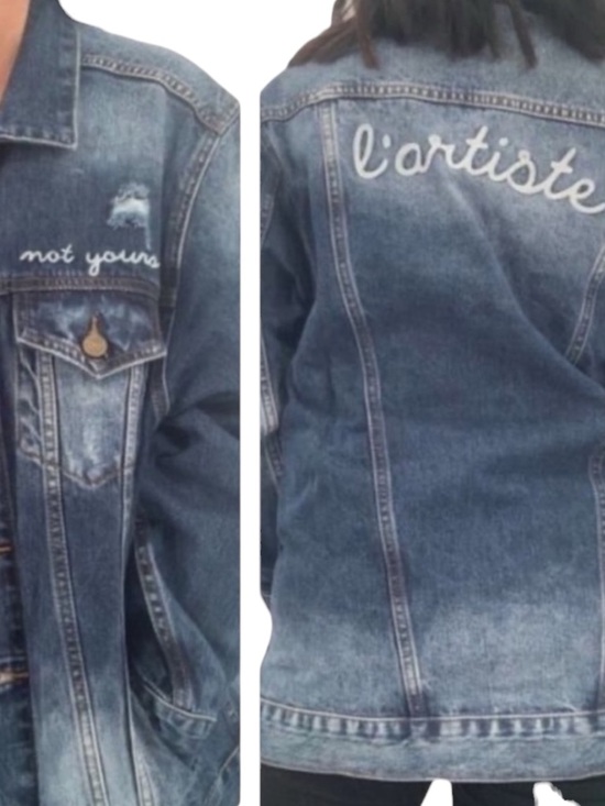 Free People Jackets & Blazers - 🆕 FREE PEOPLE - Sandrine Rose Oversized Denim Jacket “not yours” “l’artiste"